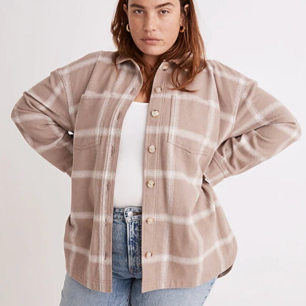 Plus Flannel Kentwood Oversized Shirt-Jacket in Windowpane